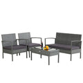 Biotree 4 Pieces Outdoor Rattan Conversation Set with Comfortable Cushion Outdoor Conversation Set for Garden Backyard PorchGrey