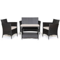 Biotree 4 Pieces Patio Conversation Set with Soft Cushions and Tempered Glass Tabletop Outdoor Conversation Set for Garden Backyard PorchMix Brown