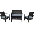 Biotree 4 Pieces Patio Rattan Cushioned Furniture Set Outdoor Conversation Set for Garden Backyard PorchGray