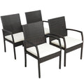 Biotree 4 Pieces Patio Wicker Dining Armchair Set with Soft Zippered Cushion-Set of 4 Stackable Patio Chair for Garden BackyardMix Brown