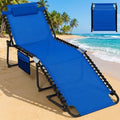 Biotree 4 Position Folding Lounge Chaise with Adjustable Backrest and Footrest Stackable Patio Chair for Garden BackyardNavy