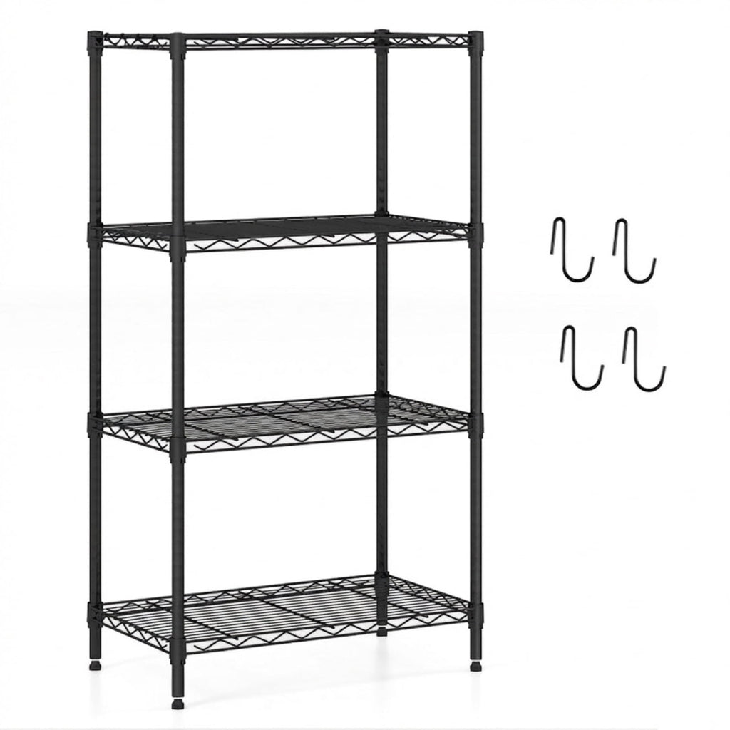 Biotree 4-Tier Metal Storage Shelving Unit with V-Shaped Wire Rack, 600 LBS Capacity Garage Shelves Utility Rack for Kitchen Pantry Basement Laundry Office, Black