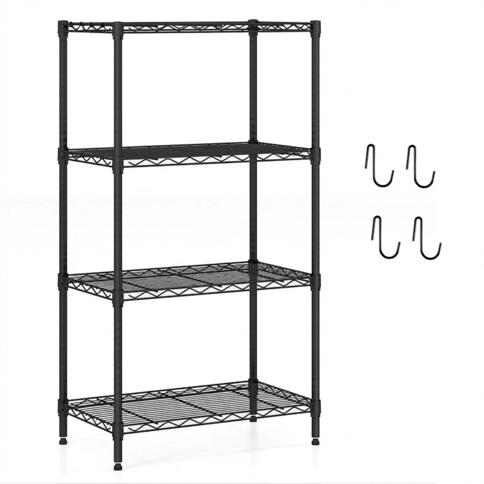 Biotree 4-Tier Metal Storage Shelving Unit with V-Shaped Wire Rack, 600 LBS Capacity Garage Shelves Utility Rack for Kitchen Pantry Basement Laundry Office, Black