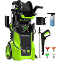 Biotree 5000 PSI Electric Pressure Washer 3.2 GPM Power Washer with Adjustable Pressure Control Panel ,Foam Cannon, 4 Spray Nozzles for Car Driveway Patio Home Cleaning, Orange, Green