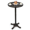 Biotree 41.5 Inch Patio Round Bar Table Cast Aluminum Bistro Table for Garden, Walnut