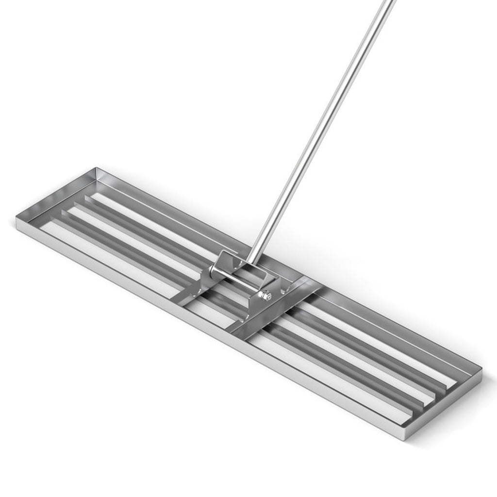 Biotree 42 x 10 Inch Lawn Leveling Rake with Ergonomic Handle for Lawn Garden Yard Soil Care, Silver