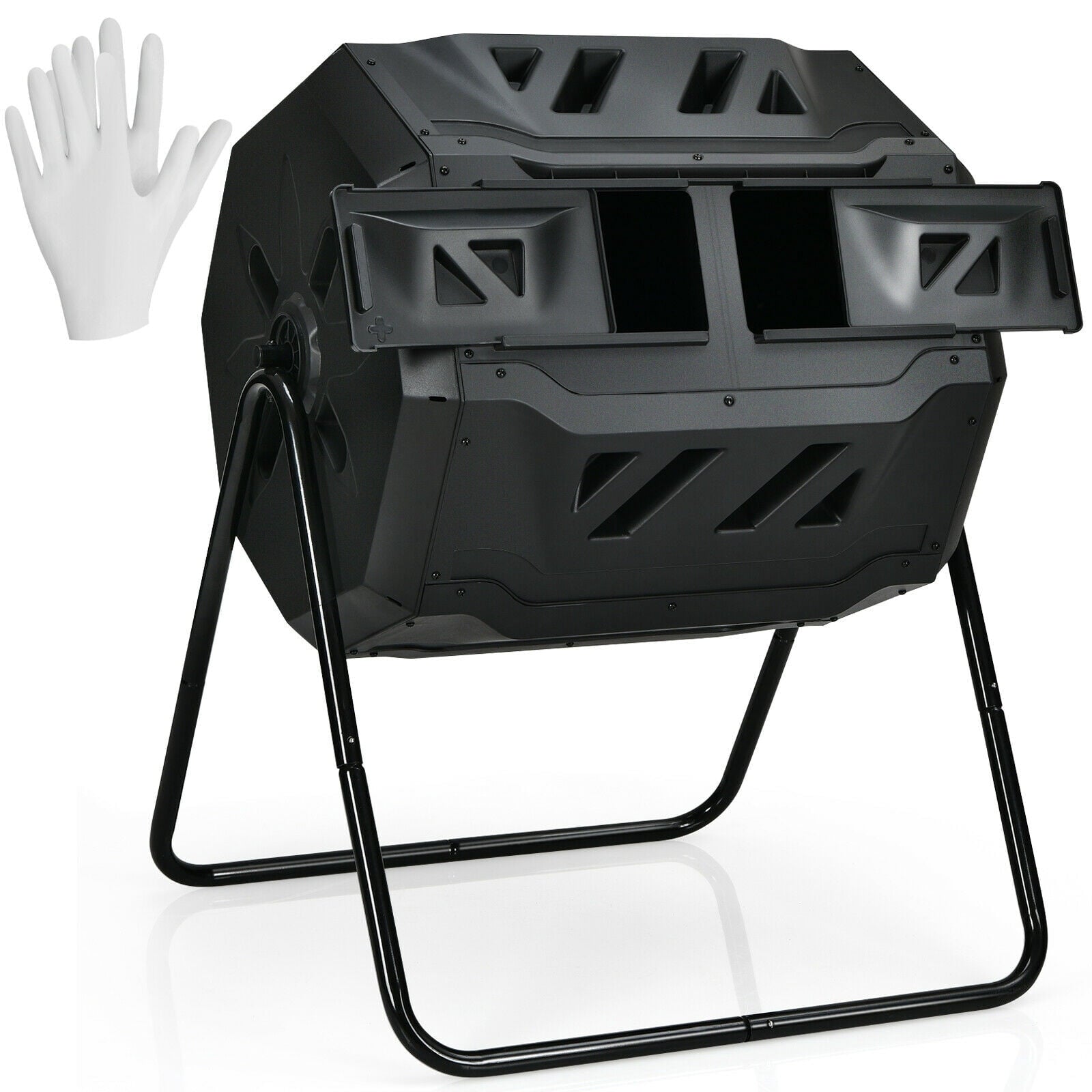 Biotree 43 Gallon Composting Tumbler Compost Bin with Dual Rotating Chamber Outdoor Garden Organic Yard