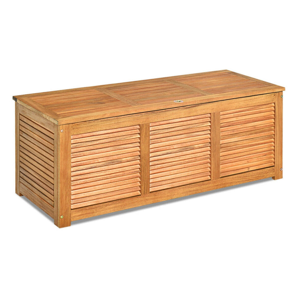 Biotree 46 Gallon Acacia Wood Storage Bench Box for Patio Garden Deck, Outdoor Wooden Storage Chest with Hinged Lid Indoor Entryway Bench, Natural