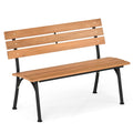 Biotree 47 Inch Outdoor Acacia Wood Bench with Metal Frame and Slatted Seat Stackable Patio Chair for Garden BackyardNatural + Black