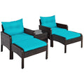 Biotree 5 Pieces Patio Rattan Furniture Set Sofa Outdoor Conversation Set for Garden Backyard PorchRed/Turquoise/Beige