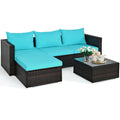 Biotree 5 Pieces Patio Rattan Furniture Set with Coffee Table Outdoor Conversation Set for Garden Backyard PorchTurquoise