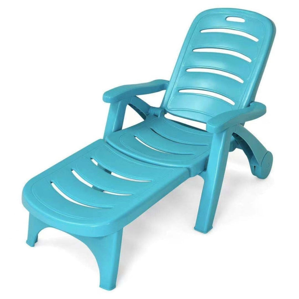 Biotree 5 Position Adjustable Folding Lounger Chaise Chair Stackable Patio Chair for Garden BackyardTurquoise