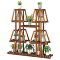 Biotree 5-Tier 10 Potted Wood Plant Stand for Multiple Plants for Indoor Outdoor Patio Balcony Garden, Brown