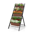 Biotree 5-Tier Vertical Raised Garden Planter Box with 5 PP Containers, Cascading Drainage & Steel Frame - Brown - 22.5x29x48.5 In