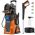 Biotree 5000 PSI Electric Pressure Washer 3.2 GPM Power Washer with Adjustable Pressure Control Panel ,Foam Cannon, 4 Spray Nozzles for Car Driveway Patio Home Cleaning, Orange