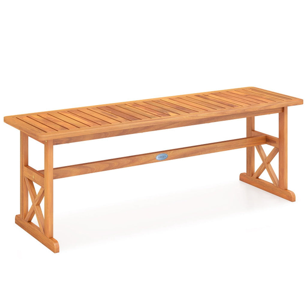 Biotree 51 Inches Outdoor Acacia Wood Bench with Slatted Seat and 800 Lbs Weight Capacity-1 PieceNatural