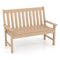 Biotree 52 Inch All-Weather HDPE Outdoor Bench with Backrest and Armrests Stackable Patio Chair for Garden BackyardTeak