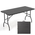 Biotree 5FT Folding Picnic Table with Wood Grain HDPE Tabletop and Non-slip Foot Pads, Black