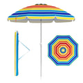 Biotree 6.5 ft Portable Beach Umbrella with Carrying Bag, 6 Ribs, Sand Tilt Mechanism - Multicolor for Backyard