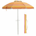 Biotree 6.5 ft Portable Beach Umbrella with Carrying Bag, 6 Ribs, Sand Tilt Mechanism - Orange for Backyard