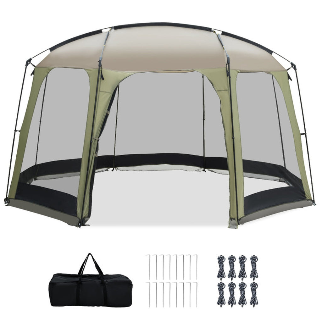 Biotree 6 8 Person Netted Canopy Tent with Zippered Door, Green