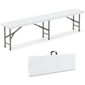Biotree 6 Feet Plastic Folding Bench Portable Seat with Handle and Lock, White