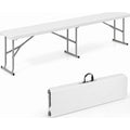 Biotree 6 Feet Plastic Folding Bench Picnic Camping Dining Seat with Carrying Handle Portable Outdoor Bench, White
