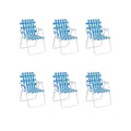 Biotree 6 Pcs Folding Beach Chair Camping Lawn Webbing Chair Stackable Patio Chair for Garden BackyardBlue