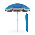 Biotree 6 ft Beach Tassel Fringe Patio Umbrella Crank Tilt Outdoor Shade - Blue - UV Protection with Cross Base