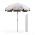 Biotree 6 ft Beach Tassel Fringe Patio Umbrella Crank Tilt Outdoor Shade - White - UV Protection with Cross Base