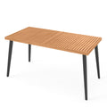 Biotree 63 Inches Outdoor Indoor Dining Table with 1.97 Inches Umbrella Hole and Metal Legs, Black