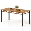 Biotree 63" Outdoor Dining Table with Acacia Wood Slatted Tabletop, Black