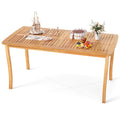 Biotree 63 inch Outdoor Dining Table with Umbrella Hole Farmhouse Bistro Dinette Furniture, Natural