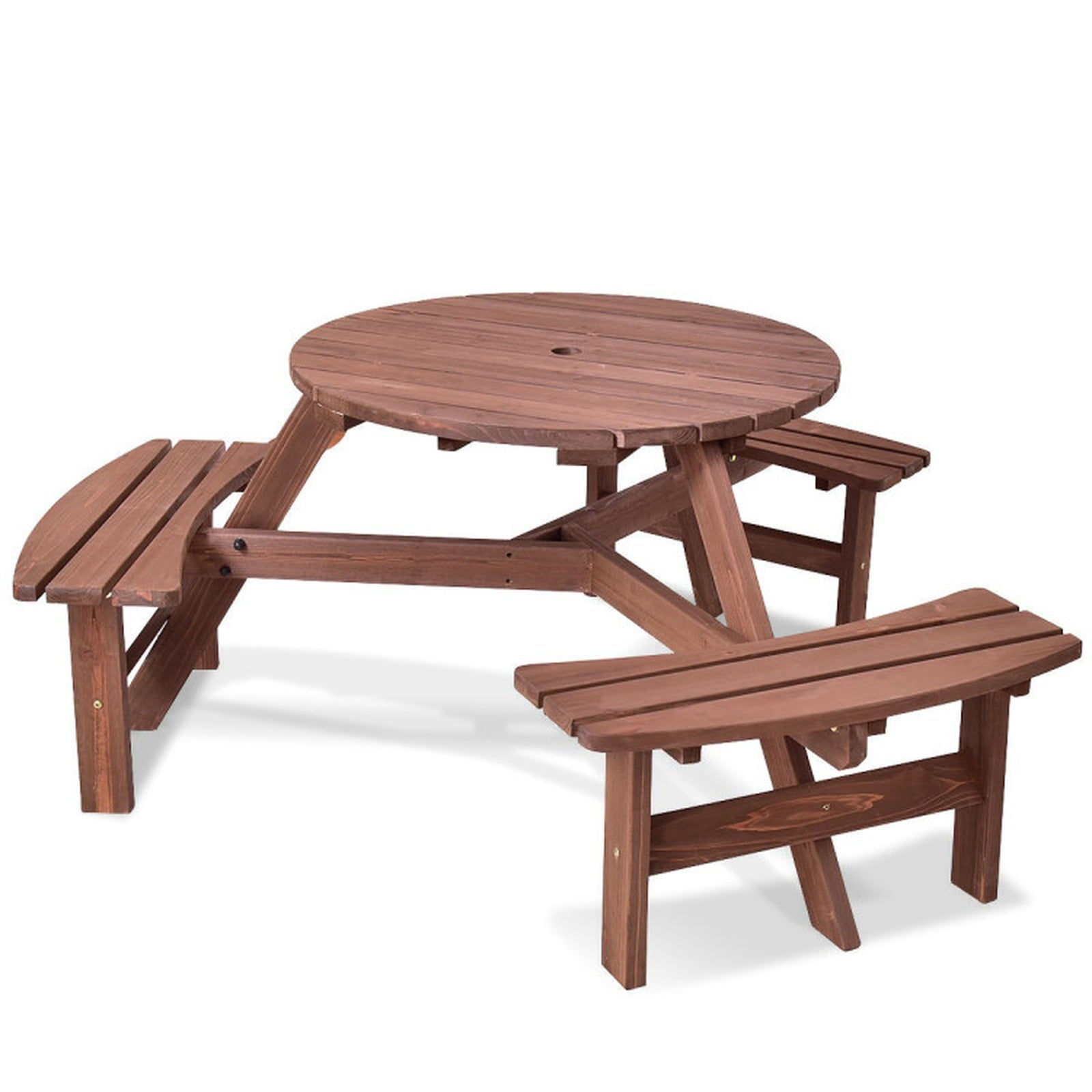 Biotree 66.9-Inch 6 Person Wooden Picnic Table Set with Bench and Umbrella Hold, Black