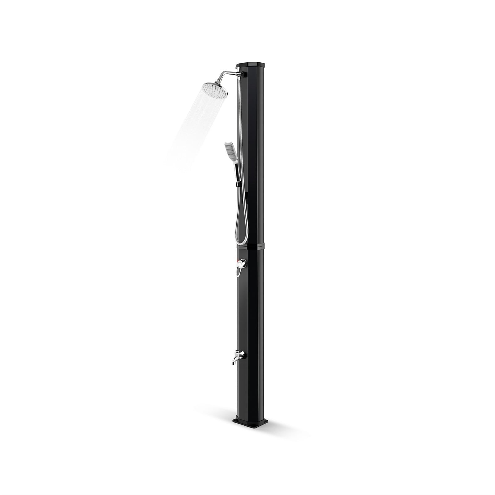 Biotree 7.2 Feet 9.3 Gallon Solar Heated Outdoor Shower with Hand and Foot Tap Portable Camping Solar Shower, Black