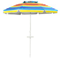 Biotree 7.2 ft Portable Beach Umbrella with Carrying Bag, 8 Ribs, Sand Tilt Mechanism - Multicolor for Backyard