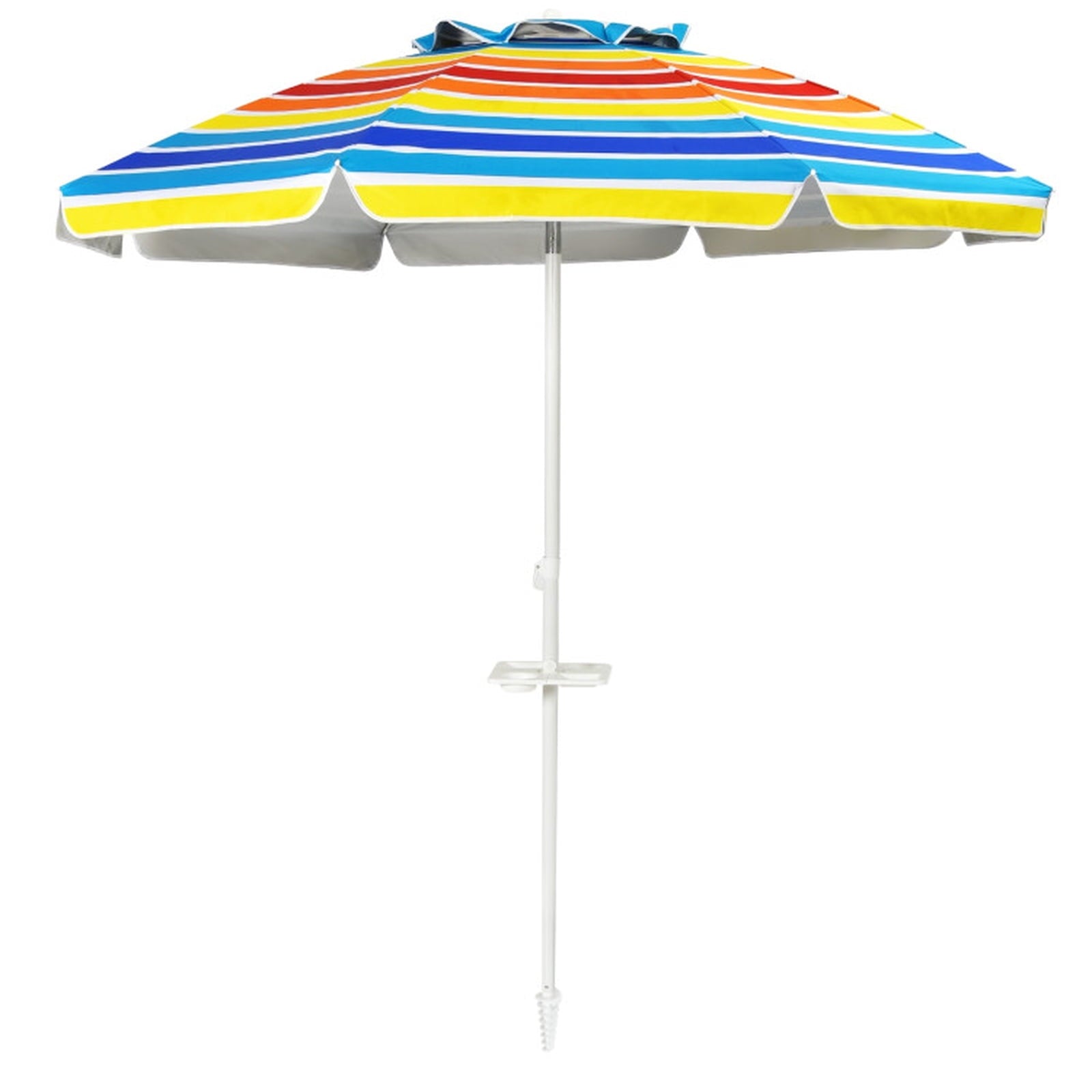 Biotree 7.2 ft Portable Beach Umbrella with Carrying Bag, 8 Ribs, Sand Tilt Mechanism - Multicolor for Backyard