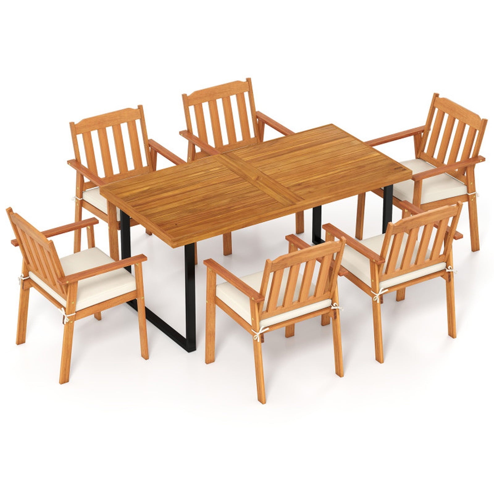 Biotree 7-Piece Patio Dining Set 63 In Table and 6 Chairs