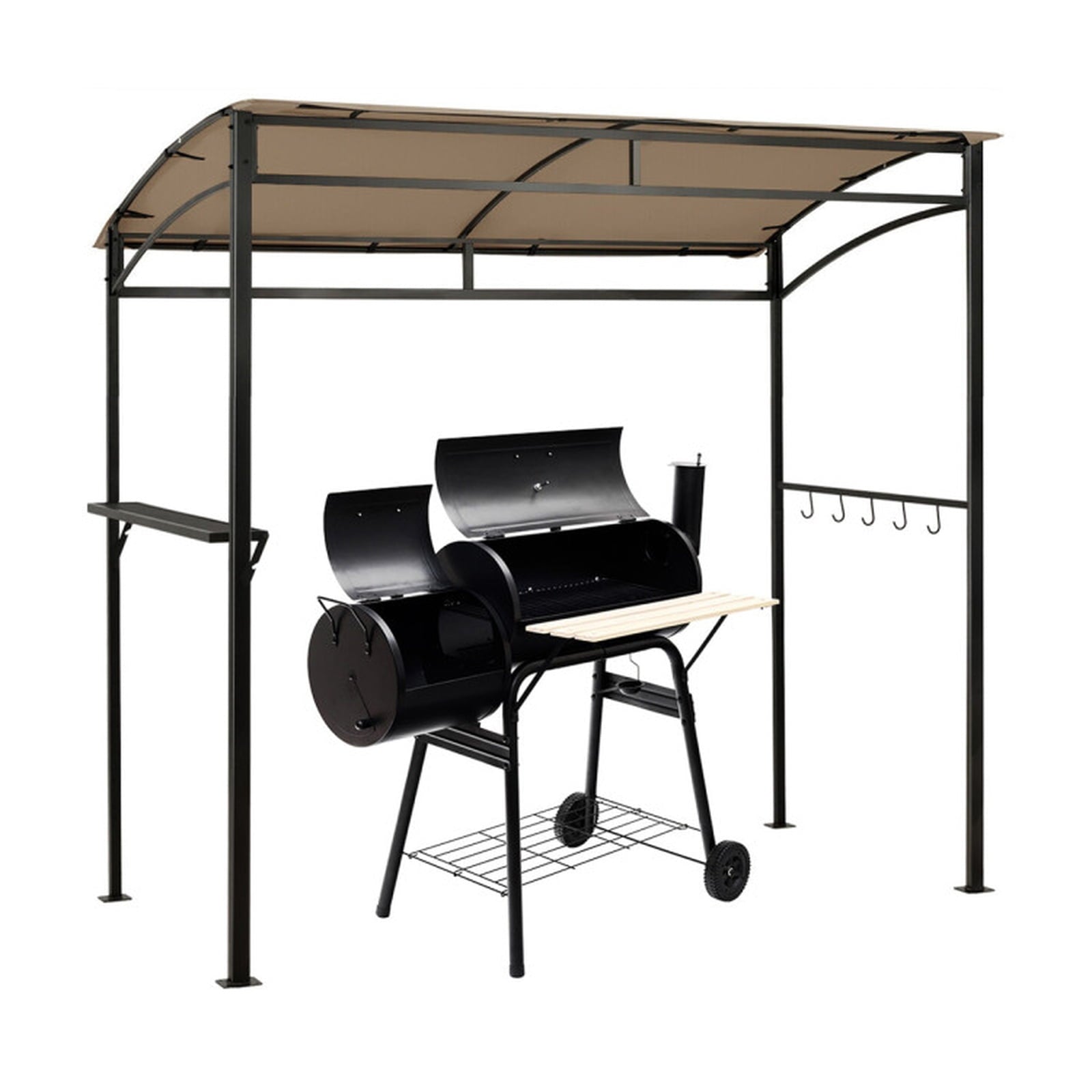 Biotree 7 x 4.5 Feet Grill Gazebo Outdoor Patio Garden BBQ Canopy Shelter Brown - Outdoor Patio Backyard Garden Shade Canopy Shelter
