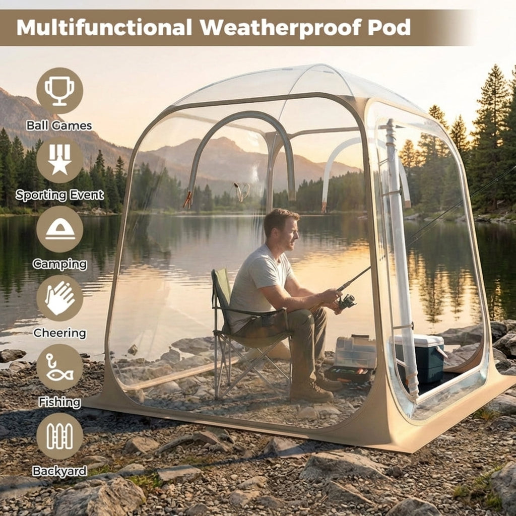 Biotree 7 x 7 FT Pop Up Clear Bubble Tent All-Weather Waterproof Pod with Sealed Floor for Sports Viewing Camping, Clear