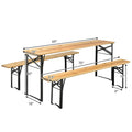 Biotree 70-Inch 3 Pieces Folding Wooden Picnic Table Bench Set, Natural Black