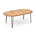 Biotree 79 Inch Oval Patio Dining Table with Umbrella Hole and Acacia Wood Tabletop for 8 People, Natural