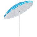 Biotree 8.0 ft Portable Beach Umbrella with Carrying Bag, 16 Ribs, Sand Tilt Mechanism - Blue for Backyard
