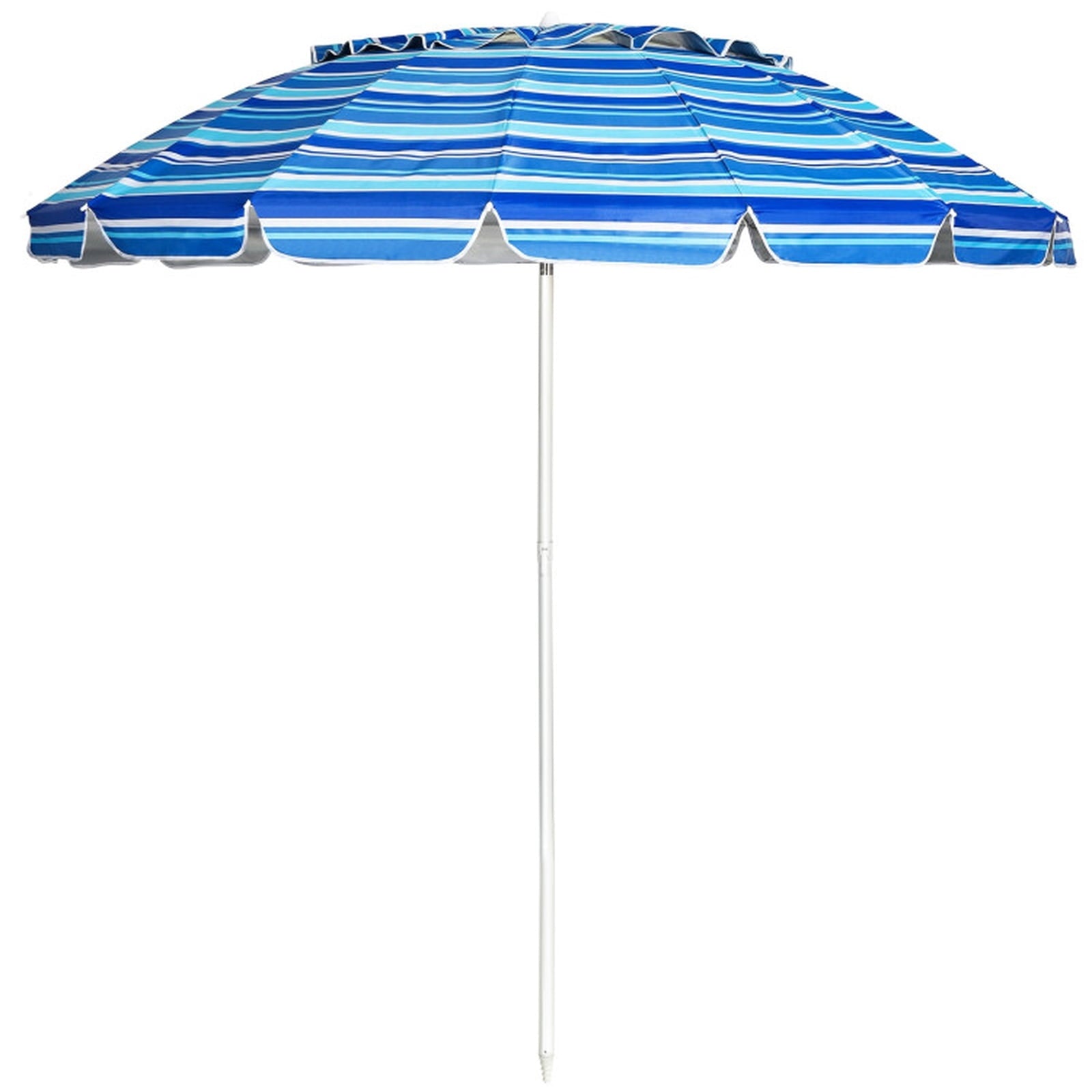 Biotree 8.0 ft Portable Beach Umbrella with Carrying Bag, 16 Ribs, Sand Tilt Mechanism - Navy Blue for Backyard