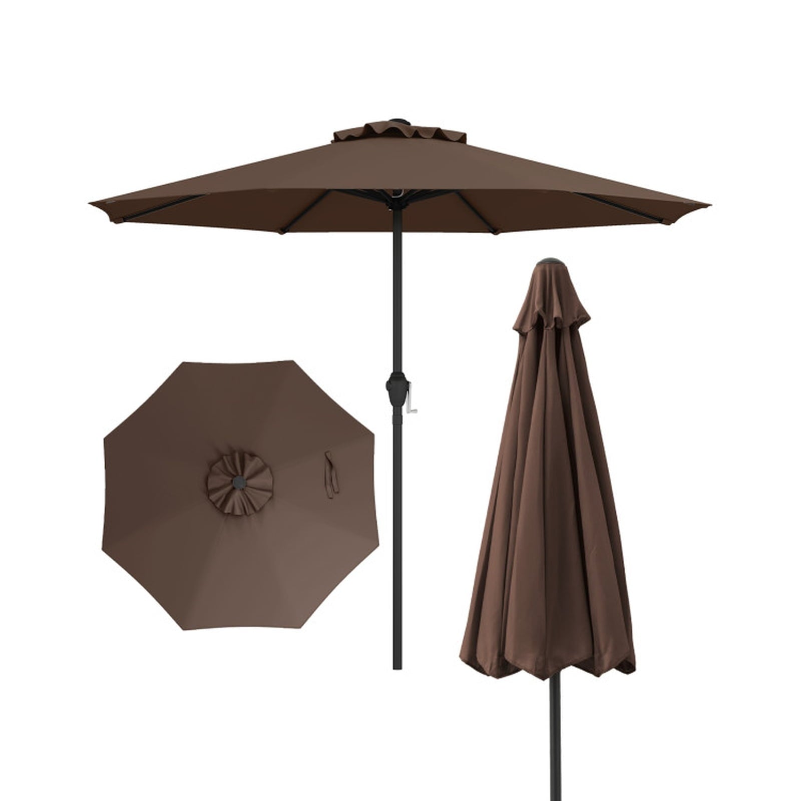 Biotree 8.5 ft Market Patio Umbrella with Crank and Tilt, 8 Sturdy Ribs, Vented Canopy - Beige for Backyard