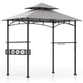 Biotree 8 x 5 Feet Outdoor Grill Gazebo with 2 Side Shelves and 10 Hooks Gray - Outdoor Patio Backyard Garden Shade Canopy Shelter