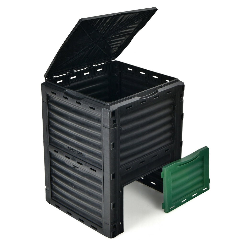 Biotree 80-Gallon Outdoor Composter with Large Openable Lid and Bottom Exit Door-Green Garden Organic