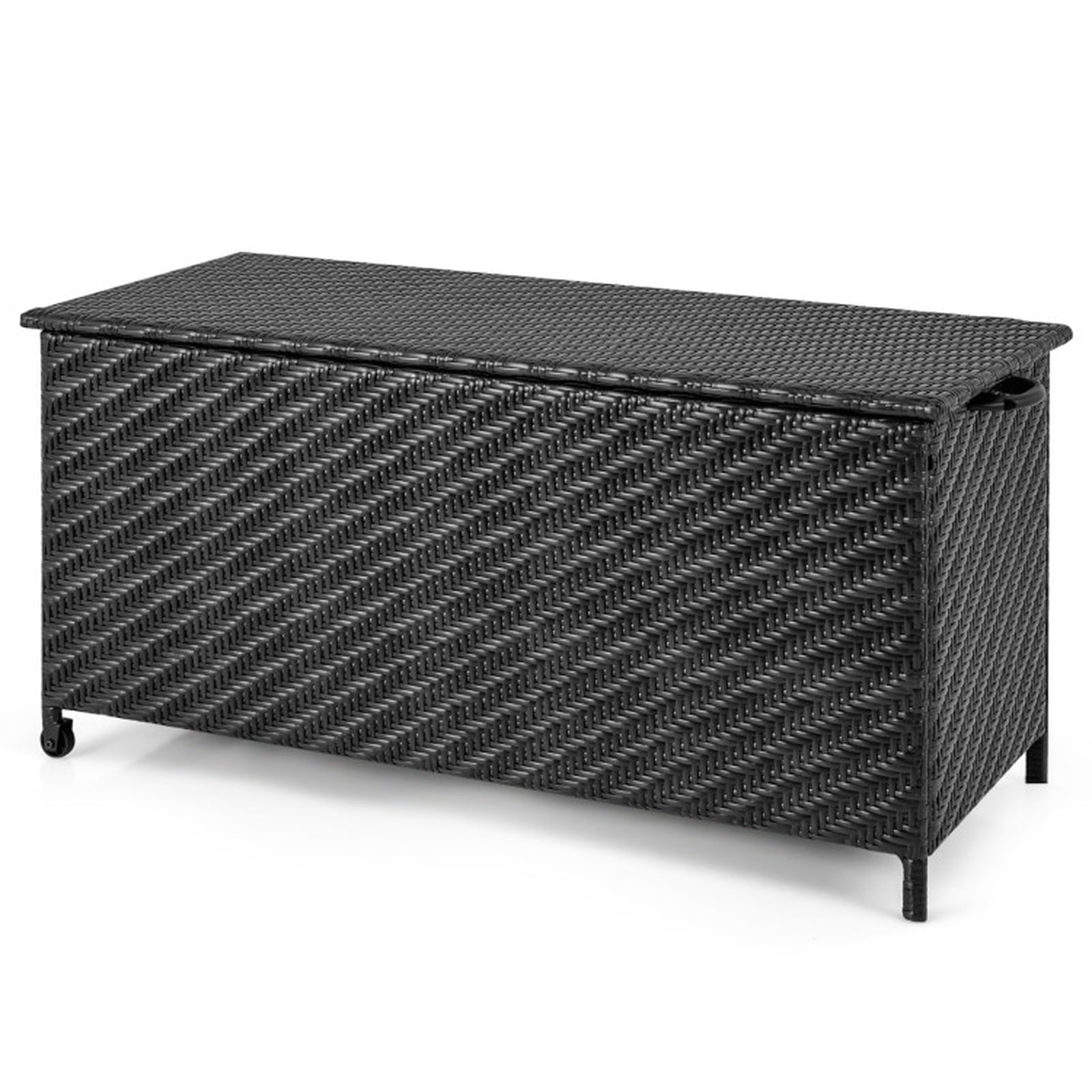 Biotree 85 Gallon Outdoor Storage Box with Removable Liner and Universal Wheels Outdoor Waterproof for Patio Deck Garden Cushions, Black