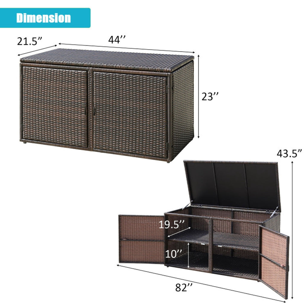 Biotree 88 Gallon Garden Patio Rattan Storage Container Box Outdoor Waterproof for Patio Deck Garden Cushions, Brown