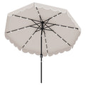 Biotree 9.3 Feet Solar Patio Umbrella with 24 LED Lights Vented Top and Ruffles-Beige Outdoor Backyard